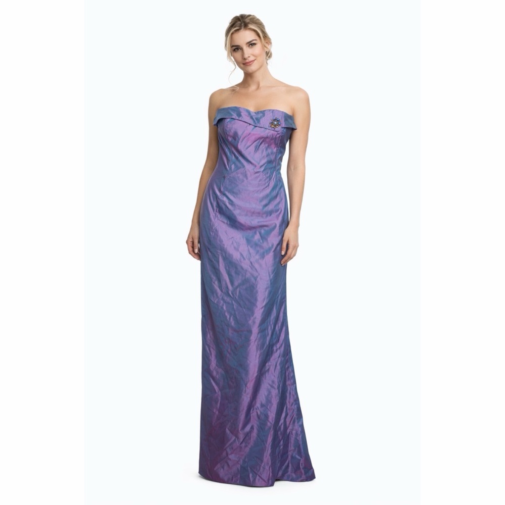 GUNNE SAX x Vintage 80s Iridescent Acetate Strapless Gown Fairy / Prom